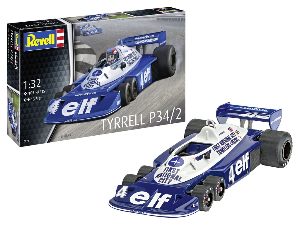 Revell 07741 - Tyrrel P34/2 6-Wheeler - 13.5 cm long - 105 pièces - 1/32