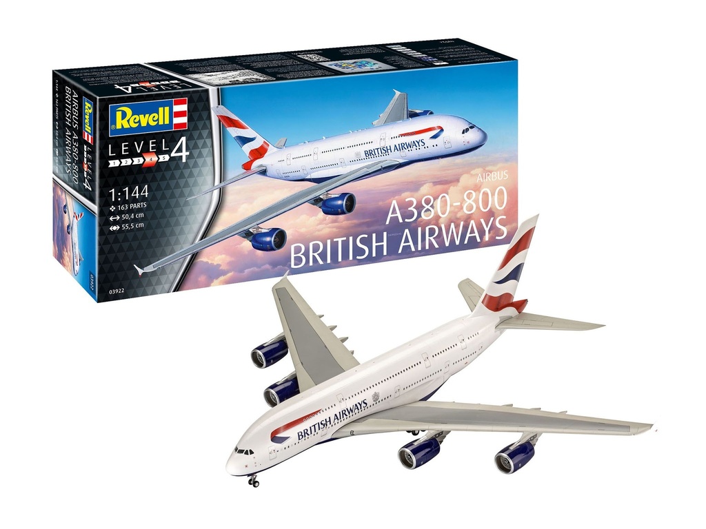 Revell 03922 - Airbus A380-800 British Airways - 1/144 - 55.5 cm envergure - 163 pièces