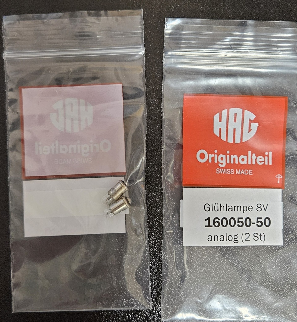 HAG 160050-50 - ampoule à incandescence 8V (sachet de 2 pièces) - HO