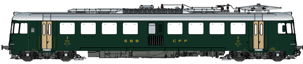 LS Models - 17559S - Automotrice électrique RBe 4/4 - #1427 - Année 1964 - Ancien logo SBB-CFF-FFS - ACS - HO