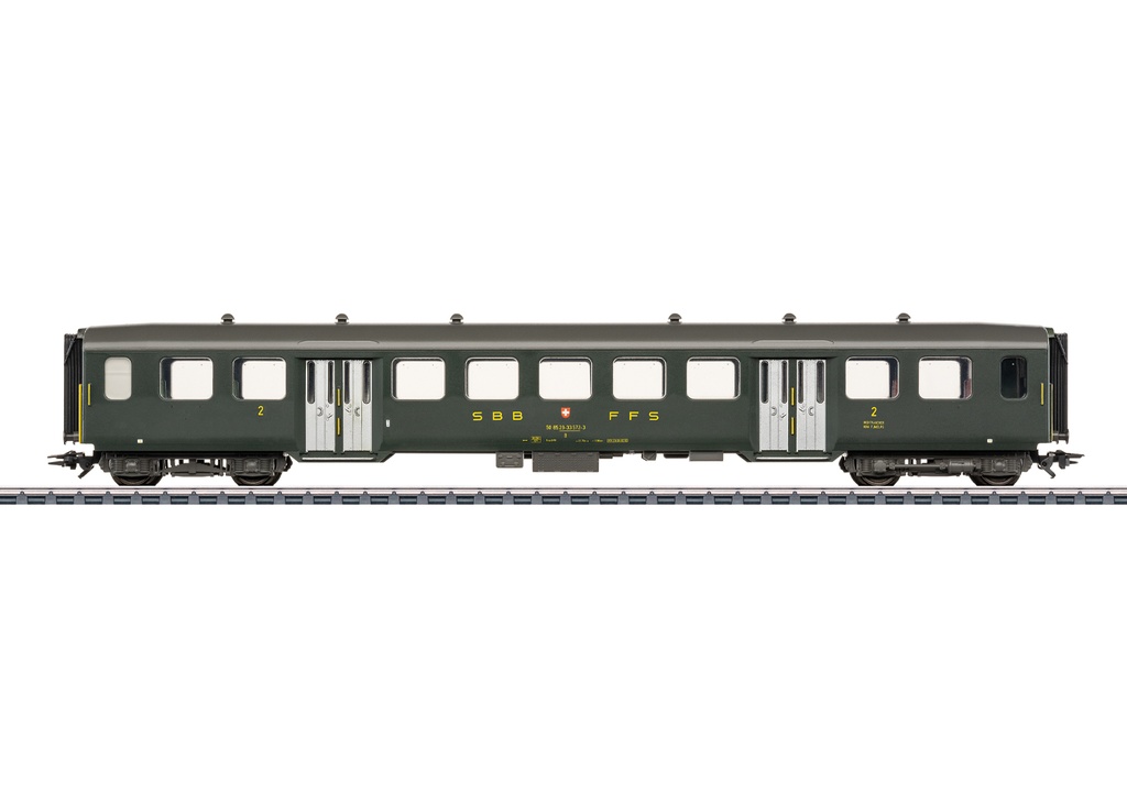 Märklin 43373 - Voiture voyageurs acier léger - 2ème classe - 1 entrée de chaque côté - En exploitation en 1990 - SBB-CFF-FFS - HO