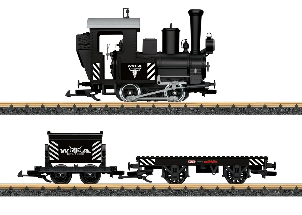 LGB 70505 - Coffret de départ - W:O:A® - "Wacken Open Air" - Avec rails pour réaliser un cercle, alimentation, locomotive vapeur et 2 wagons - G