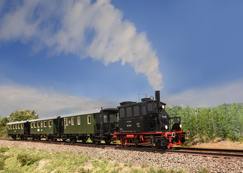 Märklin 26619 - Trains bavarois "Spalter Bockl" - Série 98.3 - 1 locomotive « Boîte en verre » et 3 wagons - MHI - DB - HO