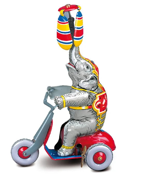 Wilesco Elefant auf Motorroller