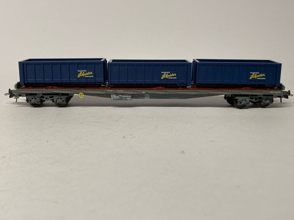 HAG 381 - SBB Wagon plat transport containers ouverts "Schnider" - DC - HO