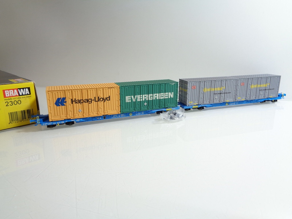 Brawa 2300 - Couple de Wagons surbaissés porte contenaires megafret- SBB-CFF - HO