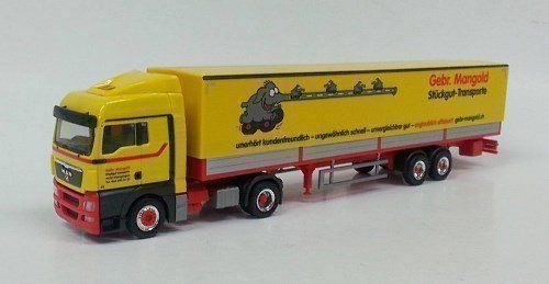 Herpa 915816 - MAN TGX XLX 2012 Euro6 Semi-remorque à bâche Gardien "Gebr. Mangold"- 1/87