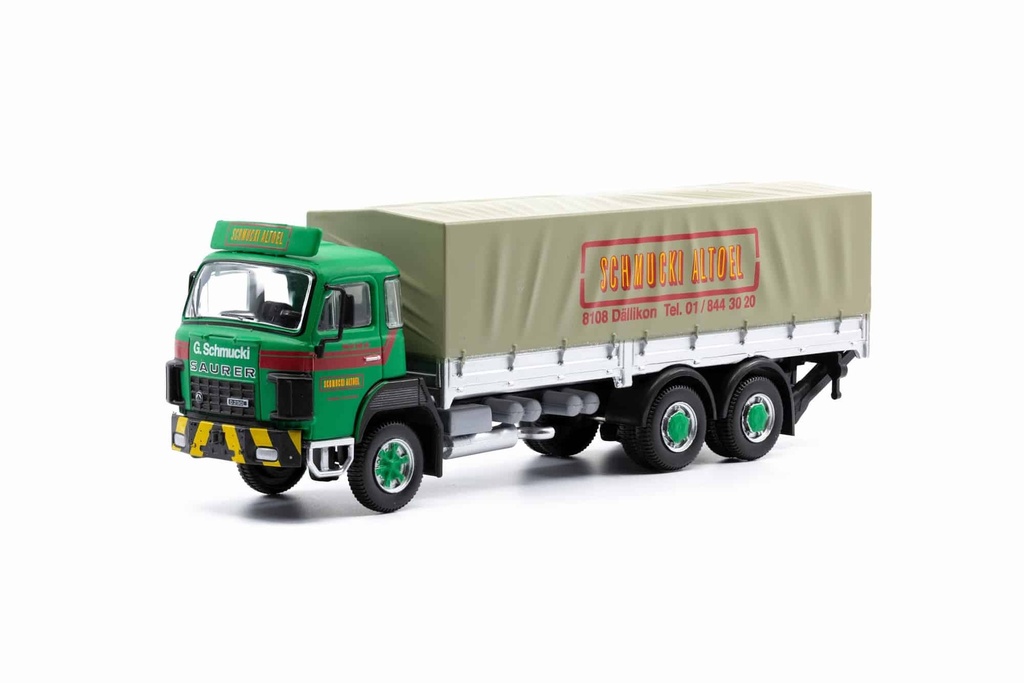 ACE 002382 - Saurer D290B F6×2 Bâche à plateau "Schmucki Huile usagée" - 1/87