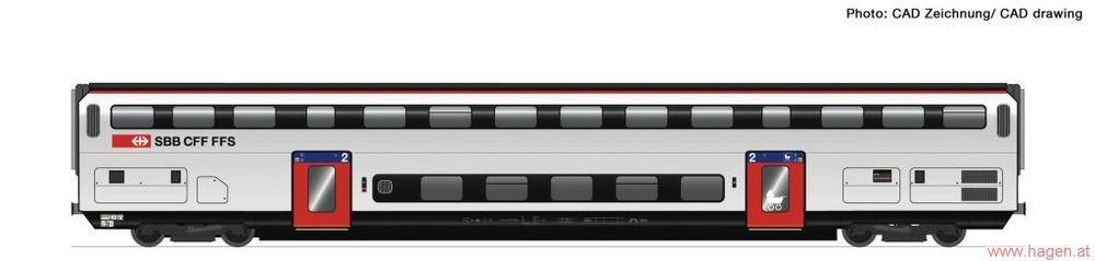 Roco 74495 - Wagon 2 étages SBB IC20 - 2ème classe - HO