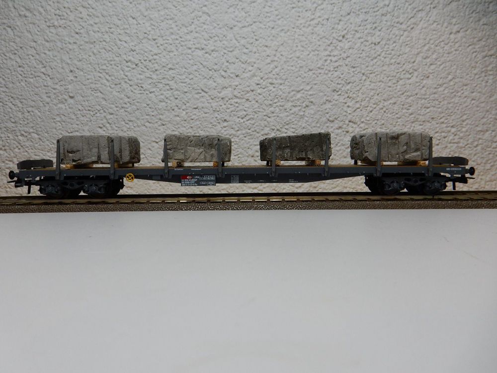 HAG 302 - 70022 - Wagon plat CFF typ Rs avec blocs de Granit"60 J. Hag/Neat" - HO (AC)  