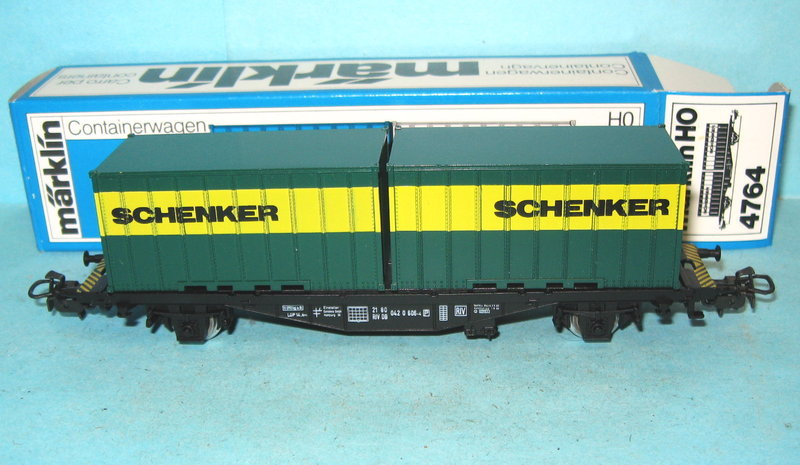 Märklin 4764 - Wagon Container double "Schenker" - DB - HO (Ancien boitage) 