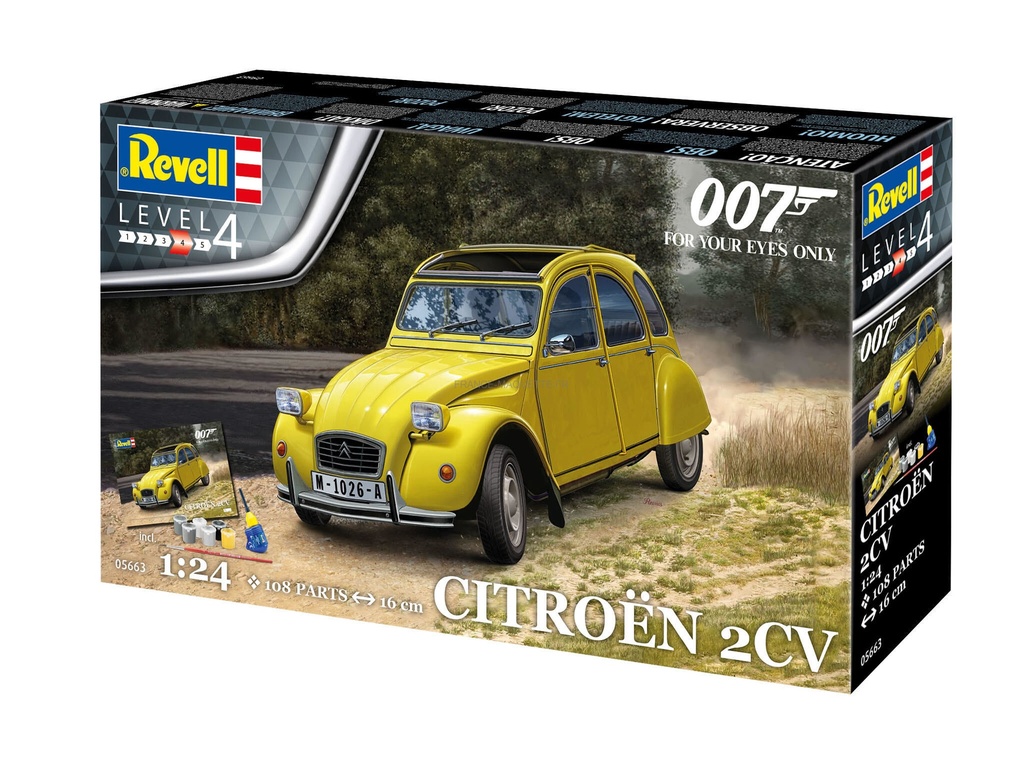 Revell 05663 - Gift Set - James Bond Citroën 2CV - y compris colle, pinceau et peintures - 1/24 
