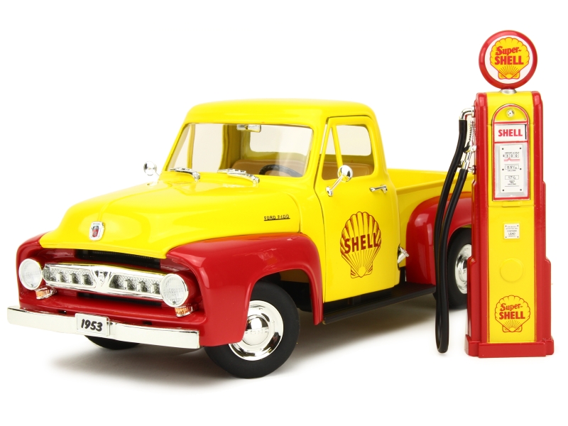 Greenlight 12983 - Ford F-100 & Vintage Gas Pump "Shell" - 1953 - 1/18