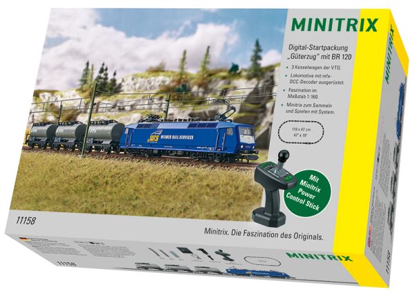 MiniTrix 11158 - Coffret de départ digital- "Train marchandises" avec locomotive électrique série 120 - N