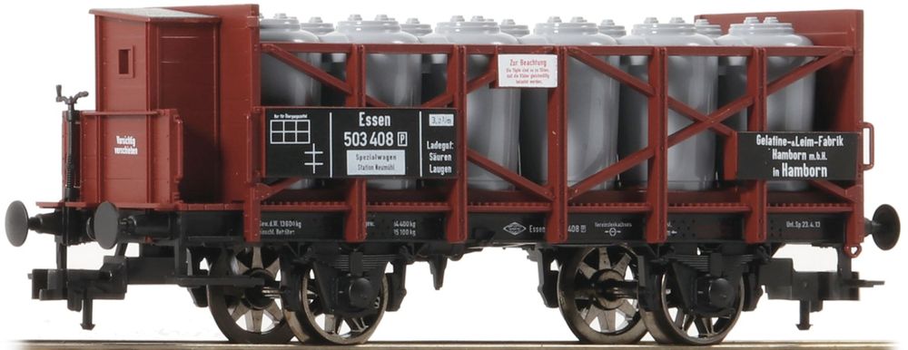 Fleischmann 5221 - Wagon transport de bacs à acide "Staub & Co" avec cabine de freinage - DB - HO 