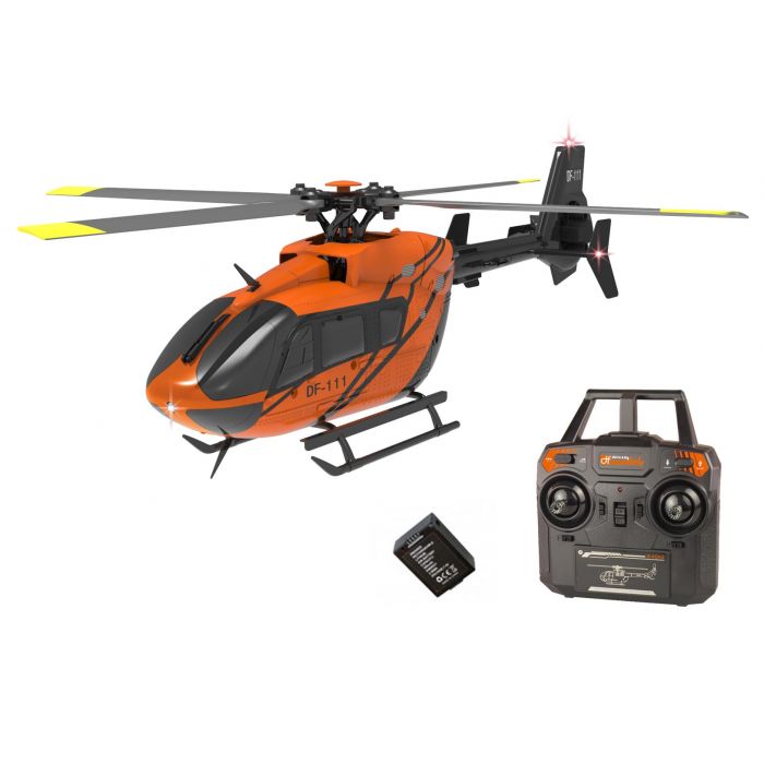 DF 9600 - 111 Héli - Hélicoptère quadri pale télécommandé 2.4G - 3 vitesses - Maintien automatique de l'altitude - Eclairage LED - Prêt à voler
