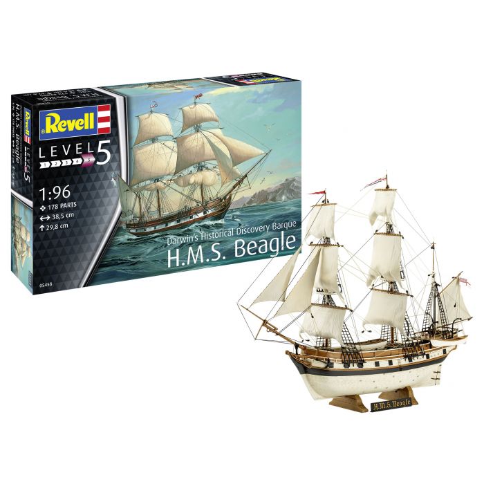Revell 05458 - H.M.S. Beagle "Darwin's Historical Discovery Barque" - 38.5 cm long - 29.8 cm haut - 178 pièces - 1/96