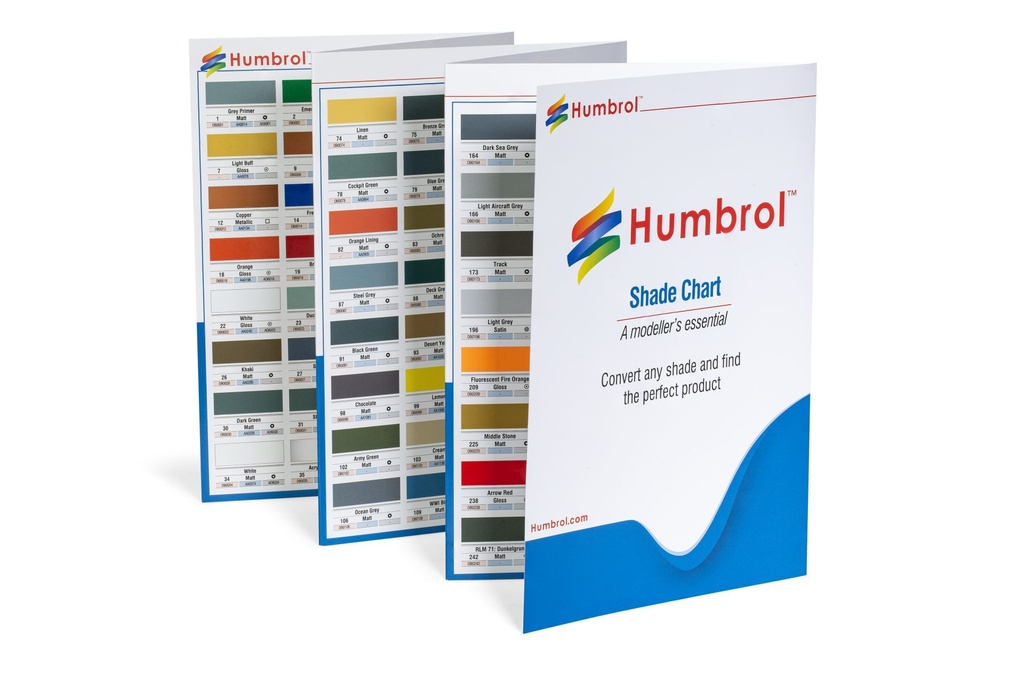 Humbrol Enamel Shade color chart - Nuancier de couleurs de peintures émail