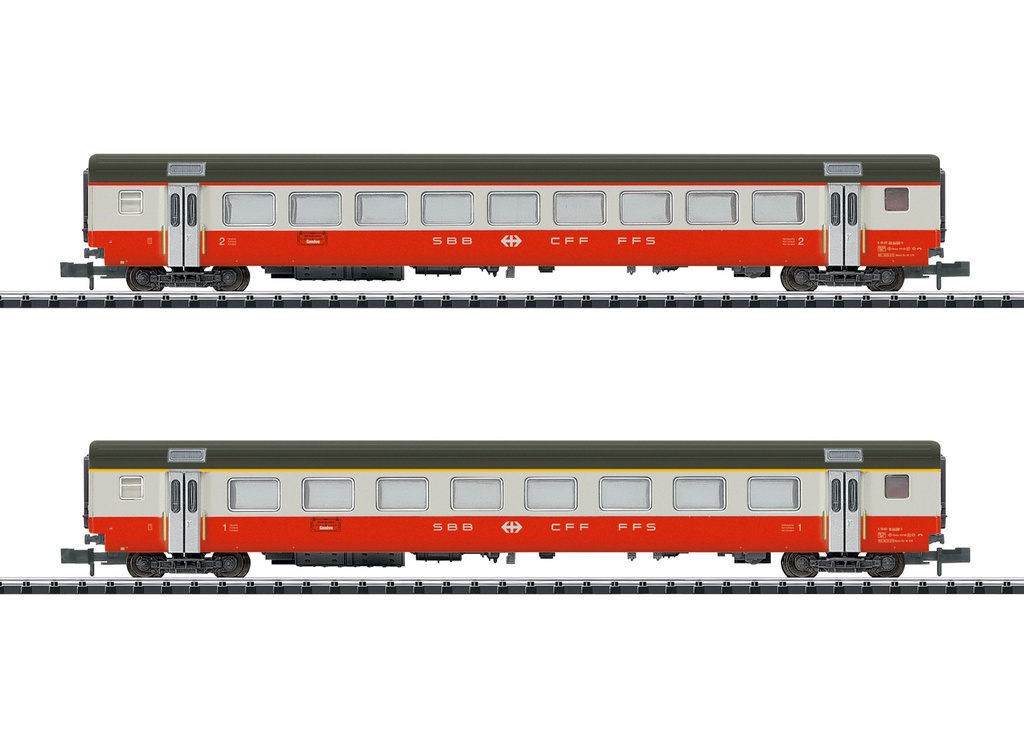 MiniTrix 18721 - Set de 2 voitures voyageurs "Swiss Express" - 1ère et 2ème classe - SBB-CFF-FFS - N 