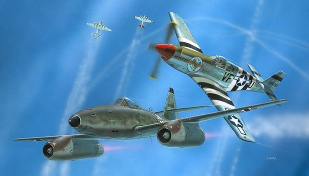 Revell 03711 - Combat Set Messerschmitt 262 + Mustang P-51B - 1/72 - 17.5 et 15.5 cm d'envergure - 111 pièces 