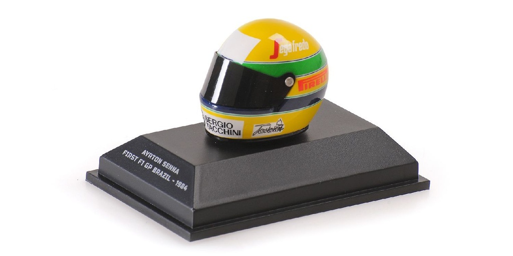 Minichamps - Casque Ayrton Senna - First F1 GP Brazil - 1984 - 1/8 - 30th Anniversary Collection 1994 - 2024