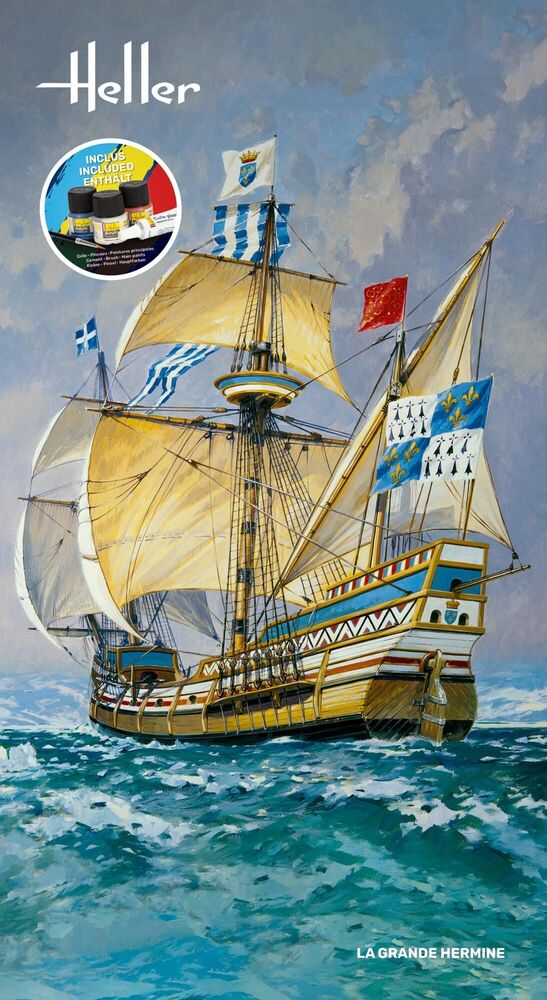 Heller 56841 - Starter Kit - Voilier La Grande Hermine - 1/150 (y compris colle, pinceau et 5 peintures)