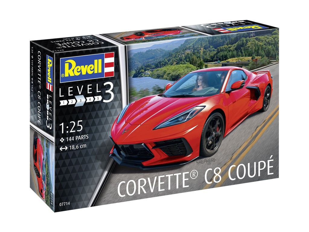 Revell 07714 - Corvette C8 Coupé - 1/25 - 18.6 cm long - 144 pièces