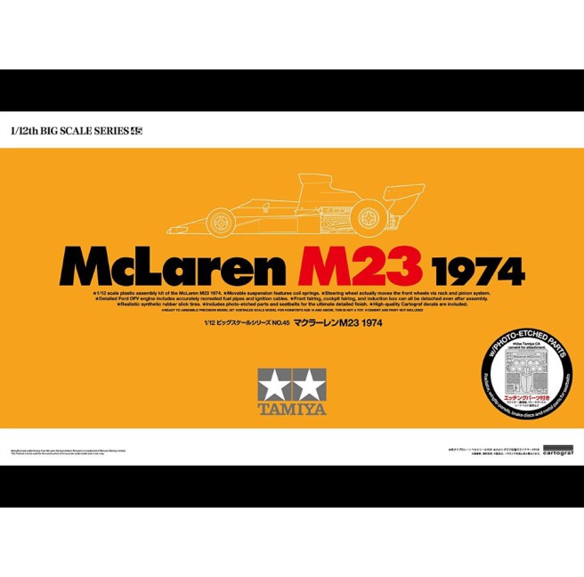 Tamiya 12045 - McLaren M23 - J. Hunt/E. Fittipaldi - 1974 - avec pièces en photodécoupe - 1/12 (Occasion vérifiée)