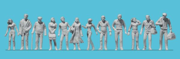 Preiser 68292 - Figurines miniatures pour le modélisme et l'architecture "Passants 1" (12 pièces) - 1/50