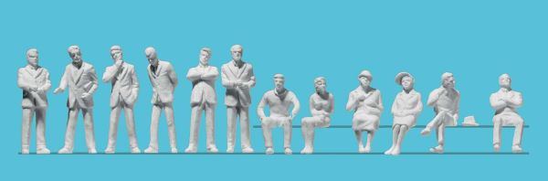 Preiser 68294 - Figurines miniatures pour le modélisme et l'architecture "Personnages assis et Hommes d'Affaires" (12 pièces) - 1/50
