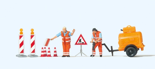 [PRE-10754] Preiser 10754- Ouvriers Voirie et compresseur - HO