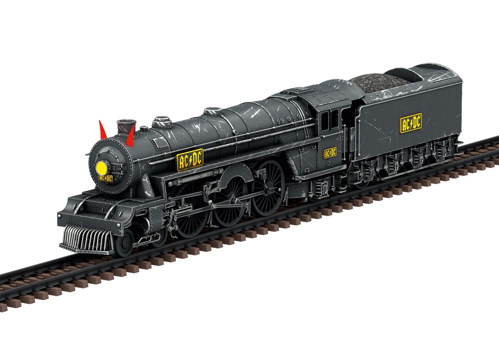 [MAR-39966] Märklin 39966 - AC/DC Black Ice 2008 World Tour - Locomotive à vapeur avec tender aux couleurs du légendaire groupe de rock AC/DC - Effet patiné réalisé à la main - HO