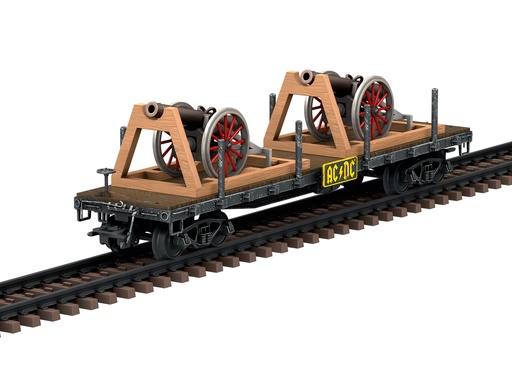 [MAR-46930] Märklin 46930 - AC/DC Black Ice 2008 World Tour - Wagons à ranchers "For those about to rock" - Avec 2 canons en laiton - Aux couleurs du légendaire groupe de rock AC/DC - Wagon avec effet patiné réalisé à la main - HO