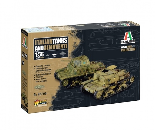 [ITA-25768] Italeri 25768 - Char Italians Tanks & Semoventi - 1/56 (Decals pour 4 versions)