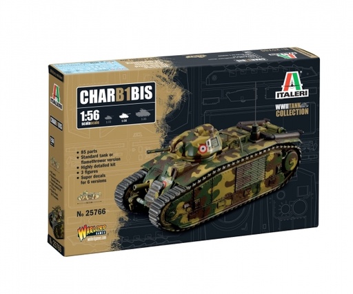 [ITA-25766] Italeri 25766 - Char B1 Bis - 1/56 (Decals pour 6 versions)
