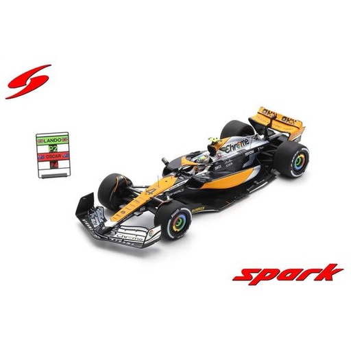 [SPA-18S903] Spark - McLaren MCL60 - 2nd GreatBritain GP 2023 - #4 - L. Norris - 1/18 (avec panneautage) - y compris vitrine de présentation