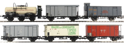 [LIL-L240125] Liliput L240125 - Set de 6 Wagons Marchandises divers - 125 ans Gotthardbahn - HO  