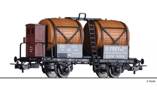 [TIL-76763] Tillig Bahn 76763 - Wagon tonneau "O. Frey & Cie - Vins" avec cabine de freinage - SBB-CFF - HO