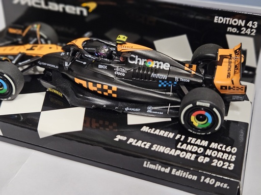 [MIN-537235904] Minichamps - McLaren F1 Team MCL60 - #4 - L. Norris - 2ème place Singapore GP 2023 - 1/43 - Edition limitée à 140 pièces
