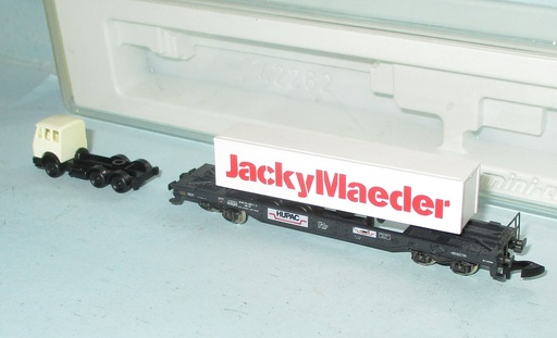 [MIN-8603a] Mini-Club 8603a - Wagon à bords plats porte container "Jacky Maeder" (avec camion) - Hupac CFF - "Z"