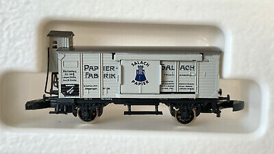[MAR-Museum] Mini-Club Museumswagen 1996 - Wagon Marchandises couvert avec ouverture latérale et cabine de freinage "Salach Papier" - "Z"  (emballage abîmé)