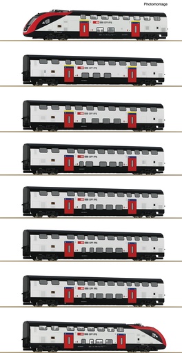 [ROC-7720007] Roco 7720007 - Composition grandes lignes RABe 502 - CFF - 8 éléments (2306 mm) - Voitures Duplex DoSto - HO