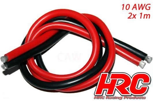 [HRC-9511B] HRC - 9511B - Câble - 10 AWG / 5.2mm2 - Argent (1050 x 0.08) - Rouge et Noir (1m chaque)