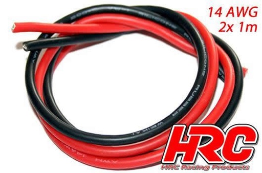 [HRC-9531B] HRC - 9531B - Câble - 14 AWG/ 2.0mm2 - Argent (400 x 0.08) - Rouge et Noir (1m chaque)