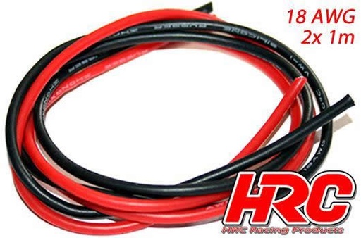 [HRC-9551B] HRC - 9551B - Câble - 18 AWG / 0.8mm2 - Argent (150 x 0.08) - Rouge et Noir (1m chaque)