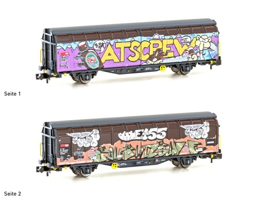 [HOBT-H24668] Hobbytrain - 24667 Wagon marchandises CFF Hbbillns Graffiti "Atscrew"- N