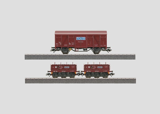 [MAR-48691] Märklin 48691 - Coffret 2 wagons-bascules et 1 wagon d'équipement « RAG Railroad and Harbor Company » destiné à tester les bascules ferroviaires - DB - HO