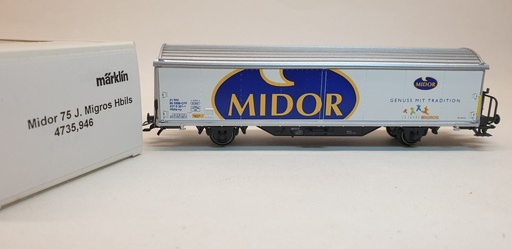 [MAR-4735,946] Märklin 4735,946 - Wagon couvert Hbils "Midor» 75 ans migros - SBB-CFF - HO