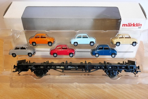 [MAR-45098-01] Märklin 45098-01 - Wagon plats du type Sm 24 de transport de voitures (avec 6 voitures) - DB - HO