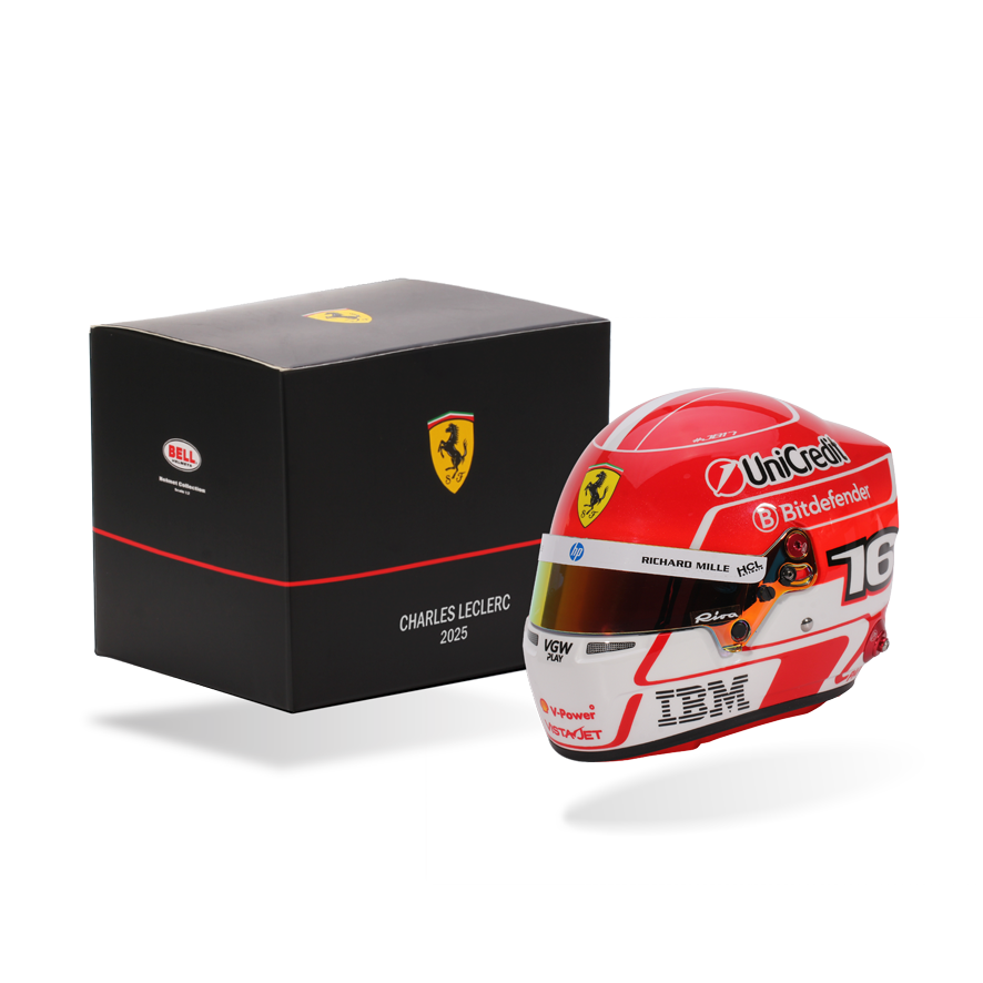 [BEL-4100413] Bell Mini-Helmet - Casque Charles Leclerc - #16 - F-1 Ferrari - 2025 - 1/2